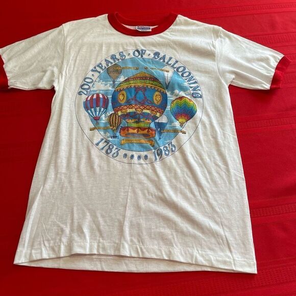 200 Years Of Ballooning VTG Hanes Poly Cotton T-Shirt Tee Size Medium - Picture 1 of 7